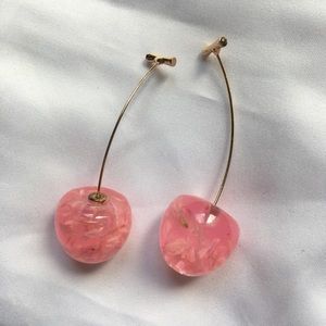 Summer Style Pink Cherry Long Earrings
